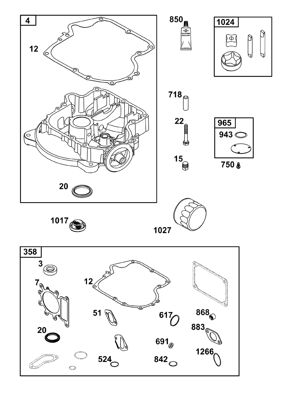 Crankcase Cover/Sump Group Diagram and Parts List for 21R877-0021-B5 200000 - 399999 Briggs and Stratton Engine